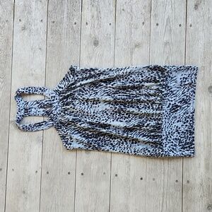 Gray and Black Cheetah Leopard High Neck Tank Top Blouse Size Small Animal Print